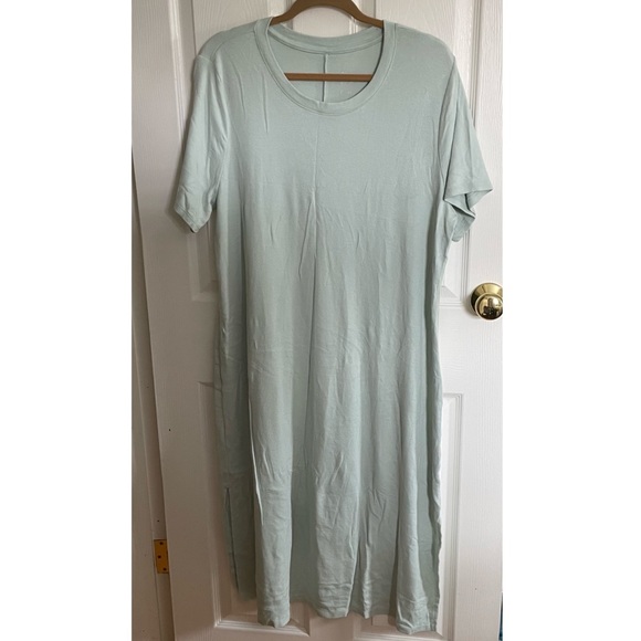 A New Day Short Sleeve Rib Knit T-Shirt Dress 2X Plus Mint - Picture 4 of 8